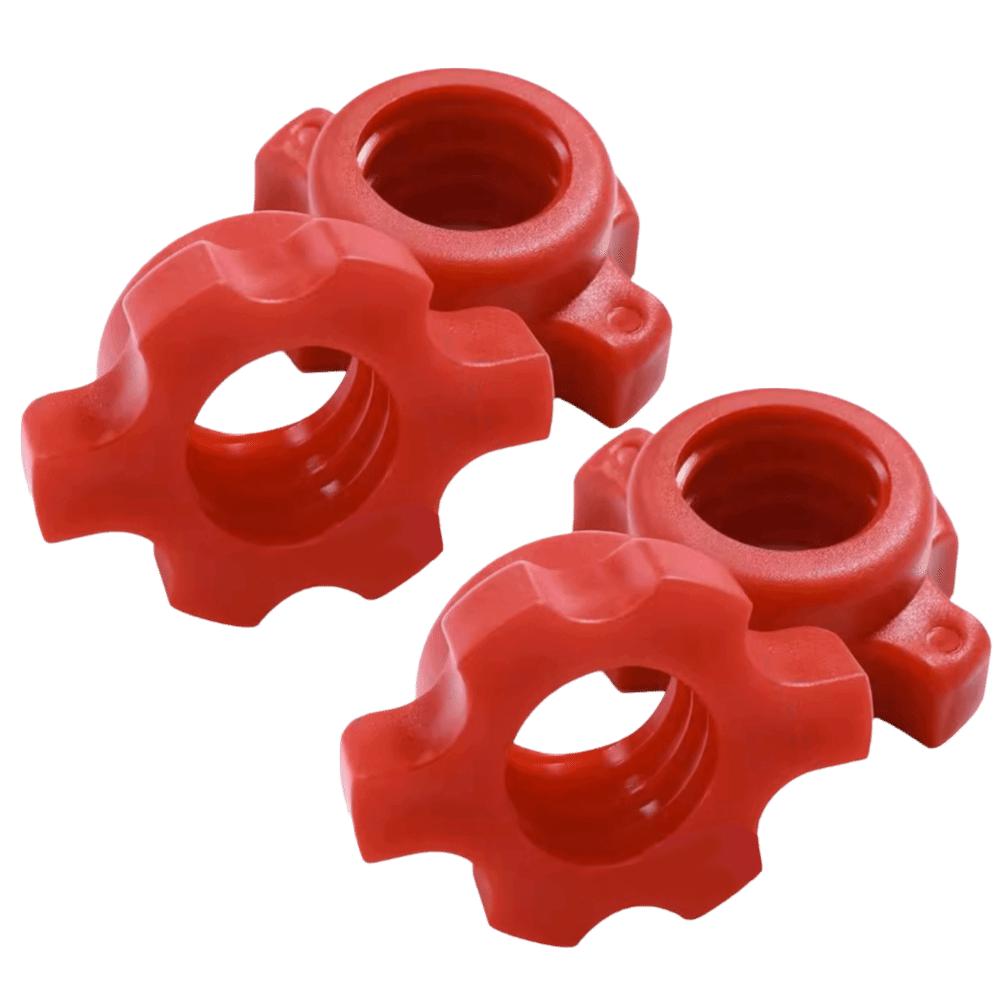 4pcs Red Dumbbell Nuts Easy Operation Anti Slip Spinlock Collar Hex Fixing Weight Locking Nuts Weightlifting Fitness