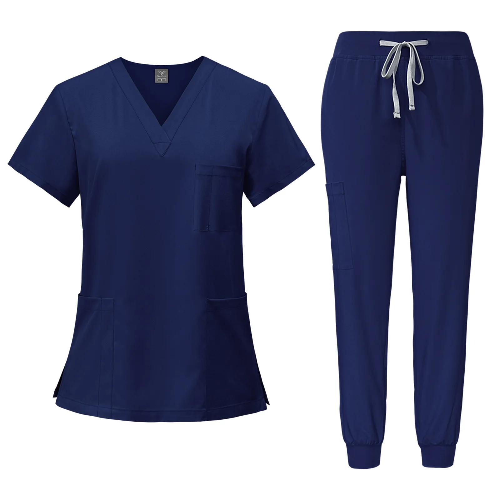 Summer Oral Nurse Doctor Work Uniforms,Hand Washing Clothes for Men and Women, Quick-drying Short-sleeved Surgical Clothes S тёмно-синий