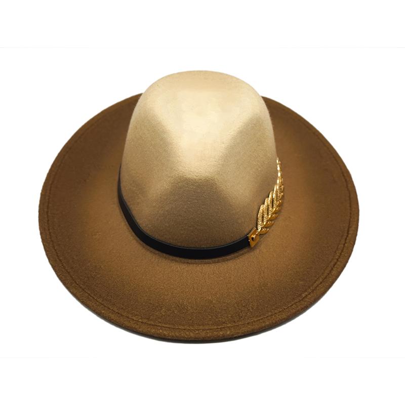 Fashion Autumn Winter Gradient Hat Women Men Fedora Hat Classical Wide Brim Felt Floppy Cloche Cap Chapeau Imitation Wool Cap