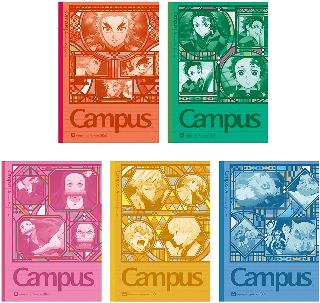 Showa Note Demon Slayer Campus Dotted Ruled 119562002 Notebook, Lines, A-ruled, 5-pack,