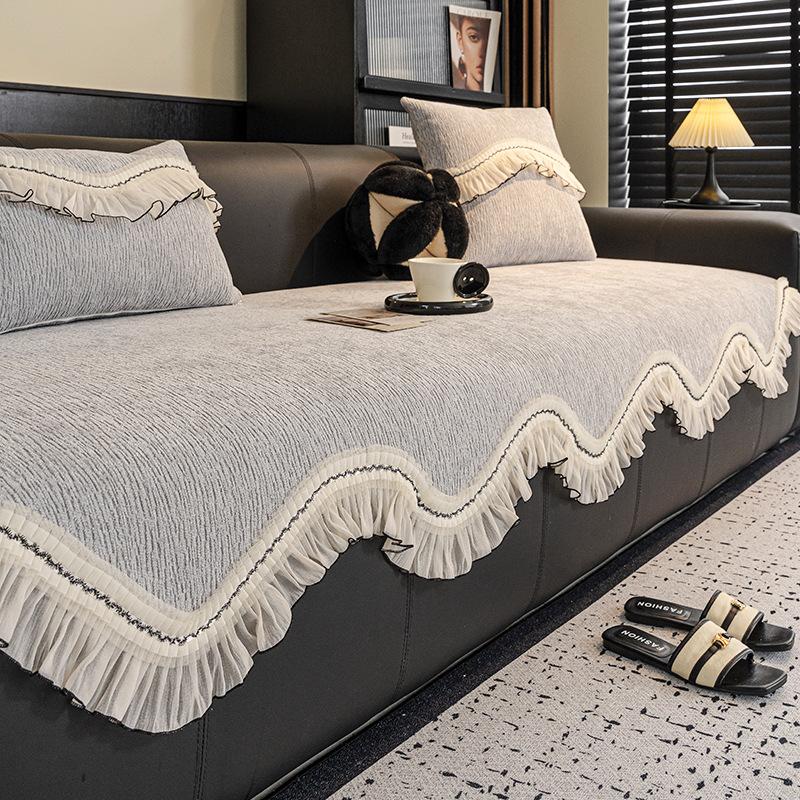 

Подушка для дивана Chenier юбочной формы 2025 новая универсальная для четырех сезонов кожаная накидка для дивана фиксированная нескользящая подушка для сиденья 70*70cm