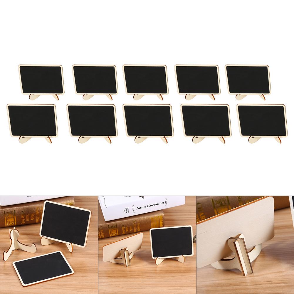 

10PCS Wooden Mini Blackboard Chalkboard Message Note Board With Stand Holder Clip