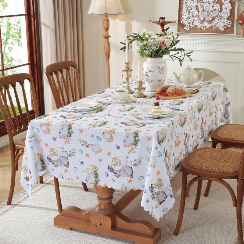 Easter Waterproof and Oil Proof Tablecloth Home Decoration Tablecloth Rectangular Anti Scald and Wear-resistant Easy To Maintain