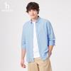 Hazzys Men's Solid Cotton-Linen Long Sleeve Shirt