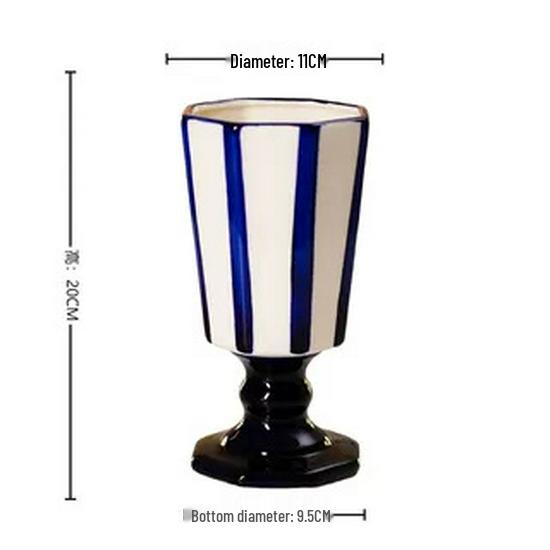 Modern Minimalist Vertical Striped Gourd Ceramic Vase for Living or Dining Room Decor