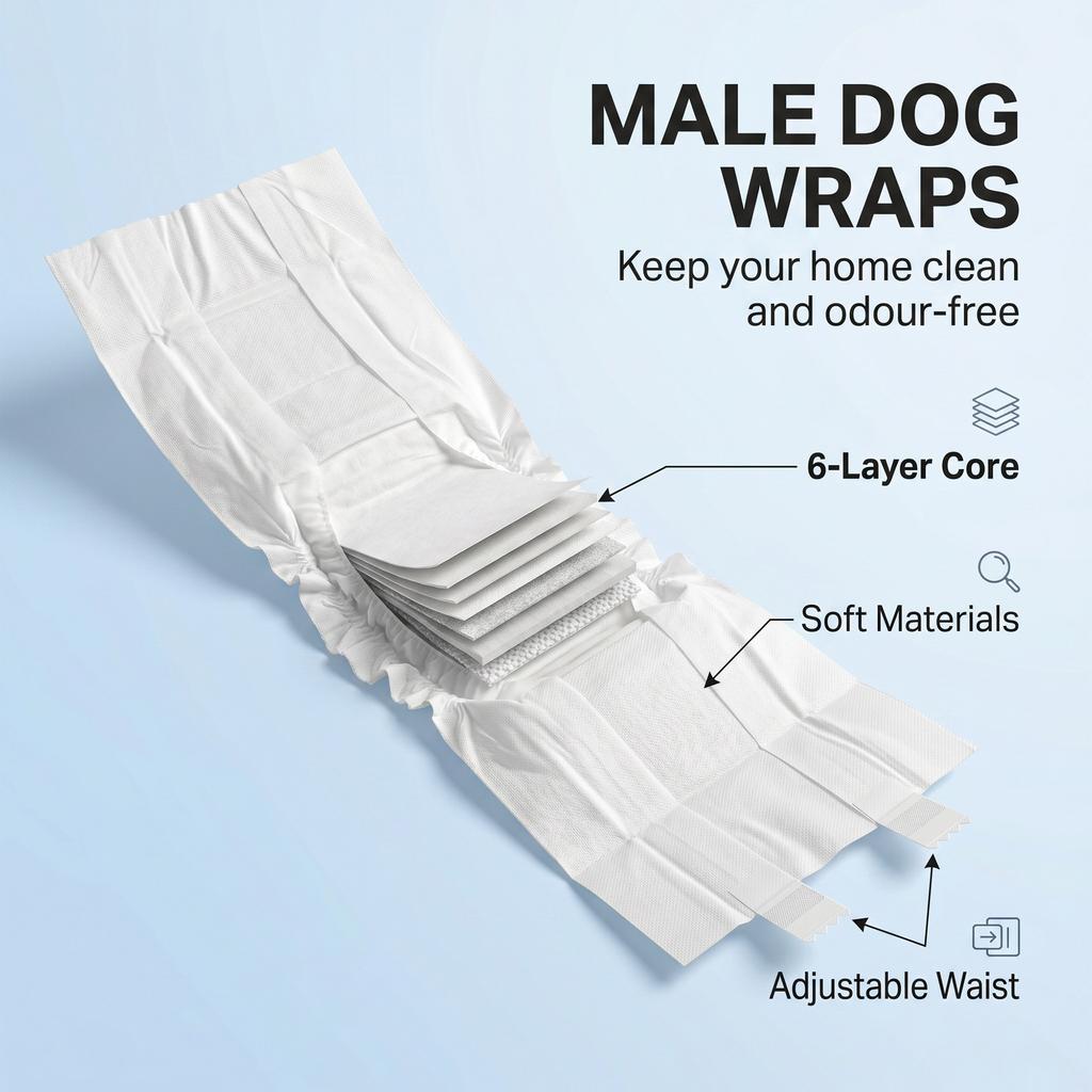 Disposable Dog Diapers Male Absorbent Dog Nappies L 62-80 cm