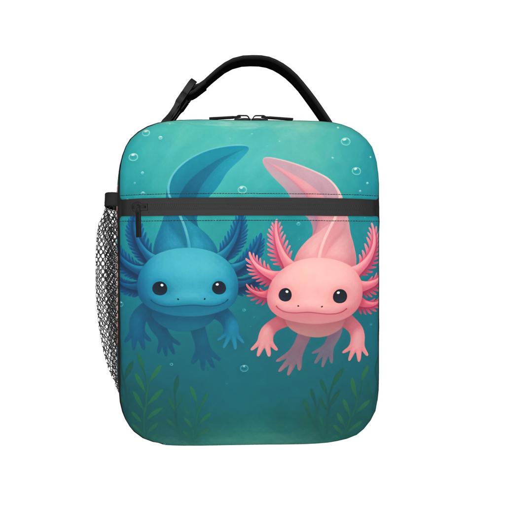 Cute Axolotl Lunch Bag Portable Lunch Box Child Office Designer Cooler Bag Fashion Waterproof Thermal Lunch Bags