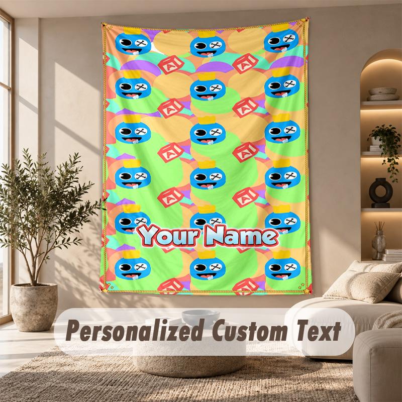 Rainbow Friends Tapestry, Personalized Custom Text, Wall Hanging Tapestry For Living Room Home Wall Decor