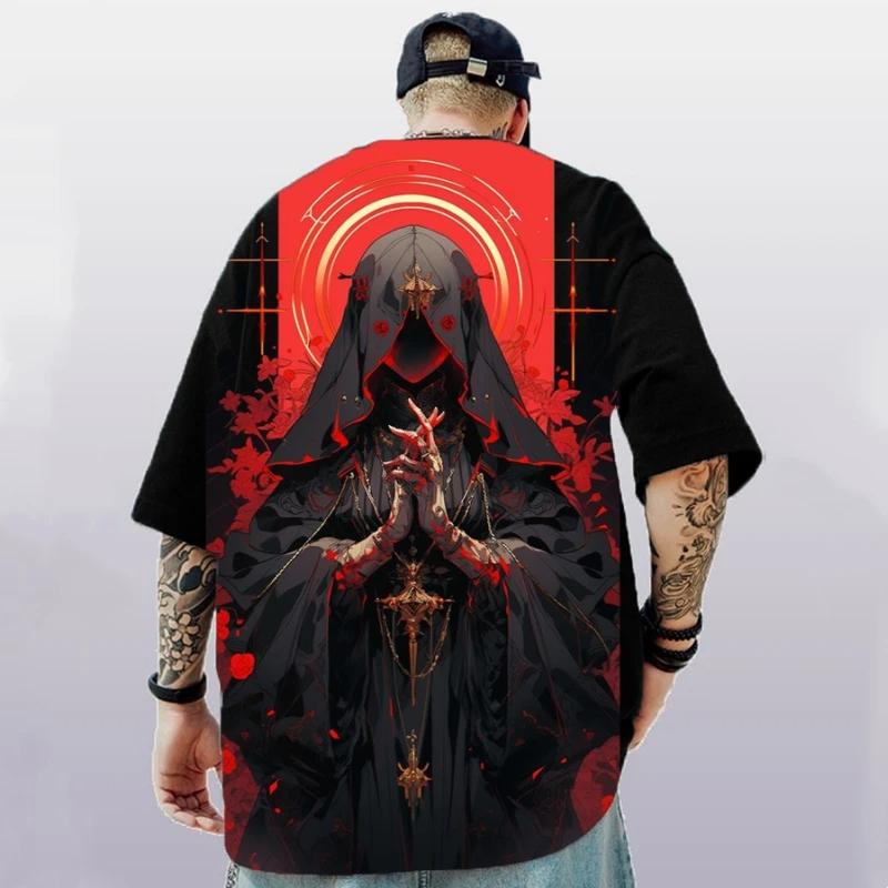 Fashionable Men's T-shirt, Anime Girl 3D Printed Short Sleeved, Street Trend Hip-hop Oversized Harajuku Men's Clothing Top