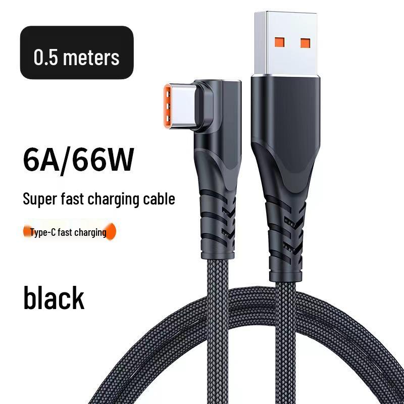 

Type-C Elbow 6A Fast Charging Cable for Mobile Gaming and Super Fast Charging