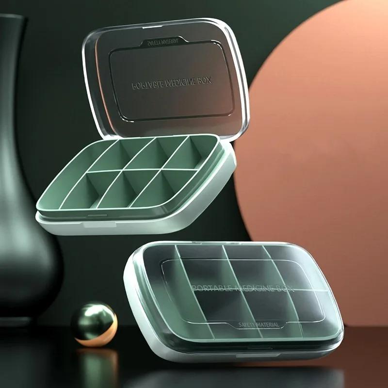 Transparent Frosted Lid Pill Organizer - 7-Compartment Large-Capacity Portable Medicine Box
