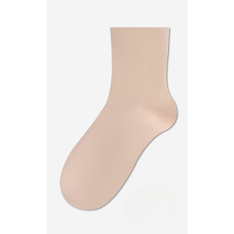Women's Spring and Autumn Mid-calf Socks, Anti-odor and Sweat-absorbing Pure Cotton Socks, Boneless Socks, Solid Color and Versatile Socks