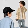Spring and Autumn Boys New Loose Casual Solid Color Outer Shirt