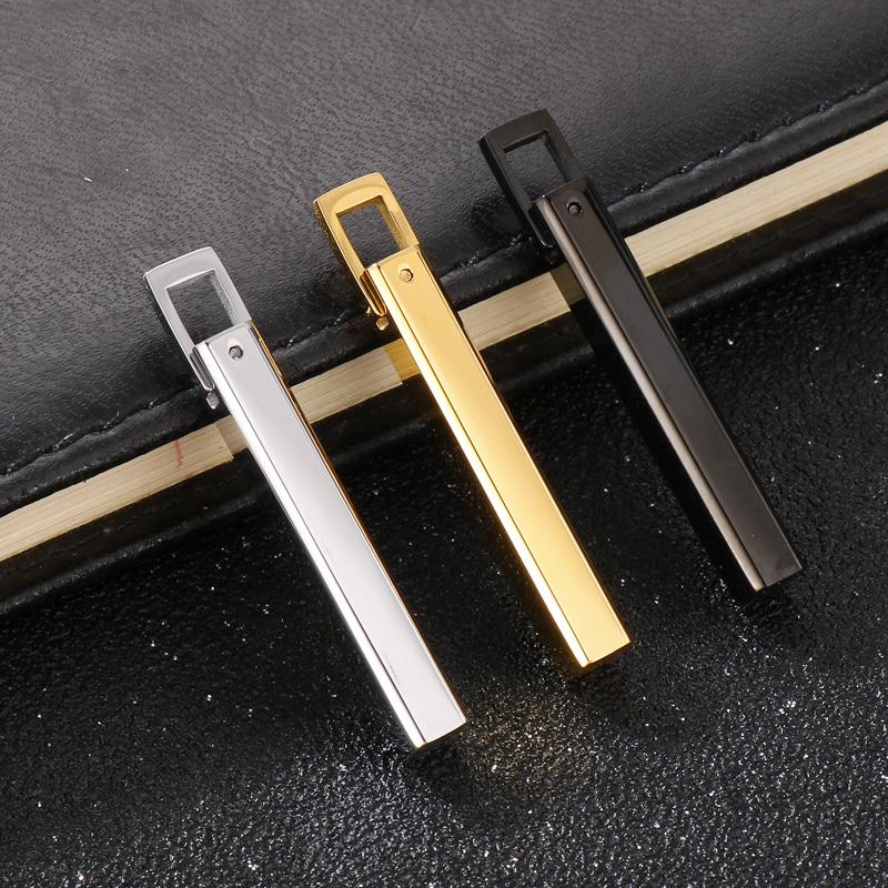 Vertical Bar Pendant Necklace Stainless Steel Engraved Geometric Charm Jewelry