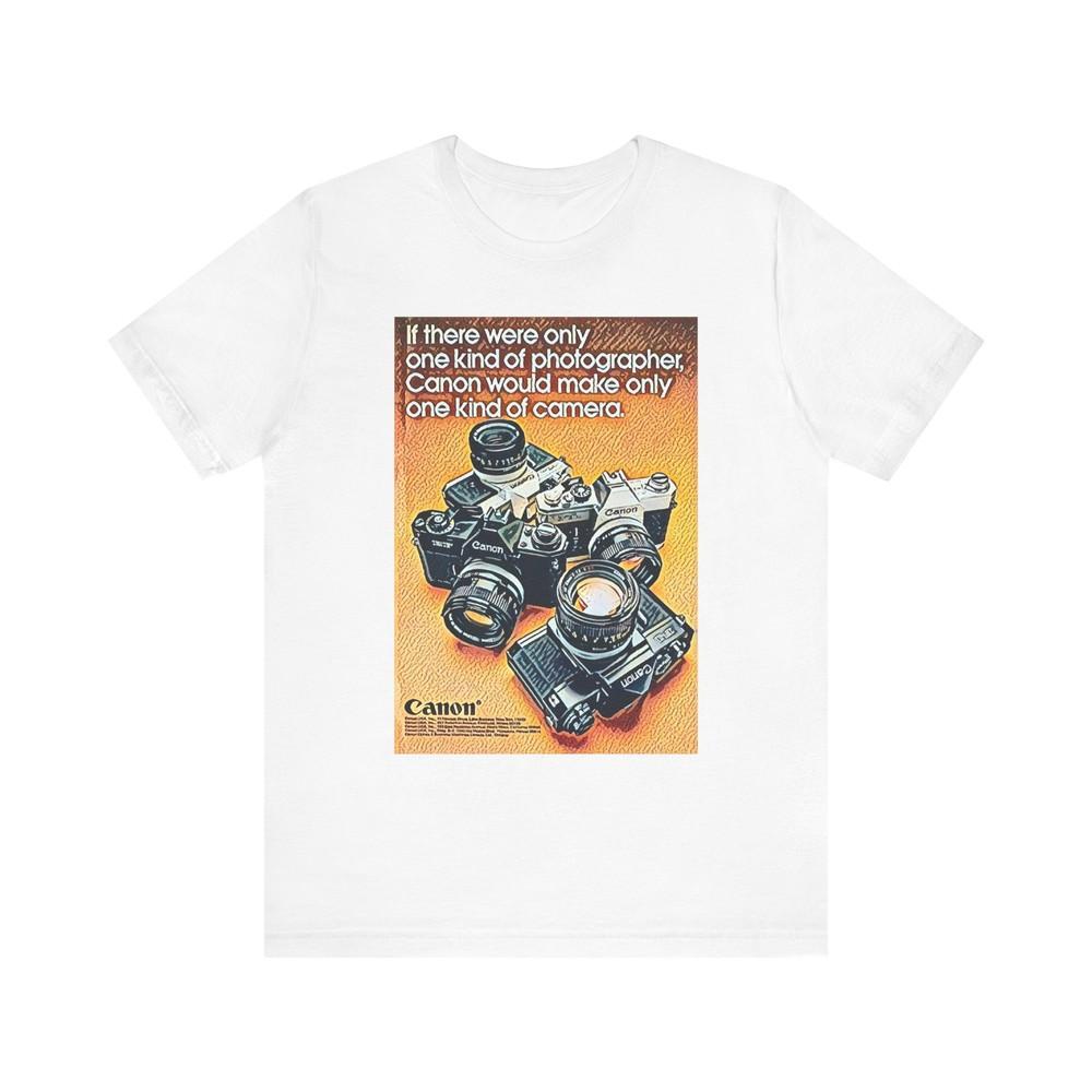 

Canon Camera Graphic Print Tee Shirt Short Sleeve Crewneck Retro Ad Art Gift 2XL