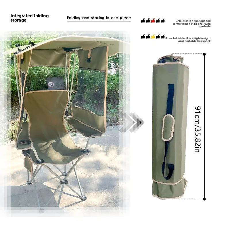 Klappbarer Outdoor-Stuhl mit Sonnenschutz für Camping, Angeln, Strand – tragbar, kompakt, komfortabel, ideal für Grillen, Picknick und Entspannung