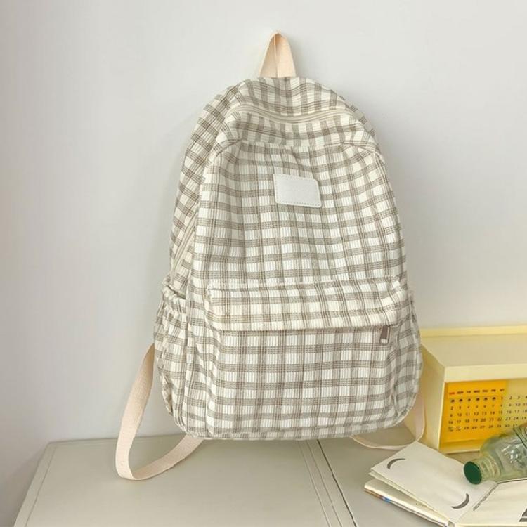Harajuku Backpack for Girl Corduroy Lattice Backpack Large Capacity Daypacks Travel Bag Student School Backpack