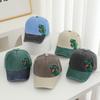 Patchwork Embroidered Side-necked Green Small Dinosaur Children's Baseball Cap, Outdoor Adjustable Sun Hat with Brim