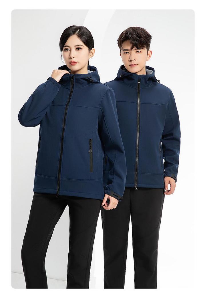 Men's Softshell Mountaineering Jacket: Thin Fleece, Windproof, Splash-proof, Warm Outdoor Sports Team Uniform