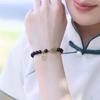 Unisex Hetian Jade Obsidian Bracelet, Gourd & Fu Character, Ethnic Style
