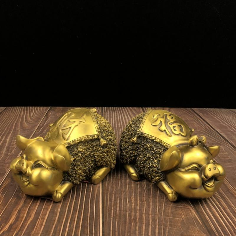 Brass Zodiac Fortune Money Pig Craft Decoration Gift Home Decor Long16Wide12High10cm