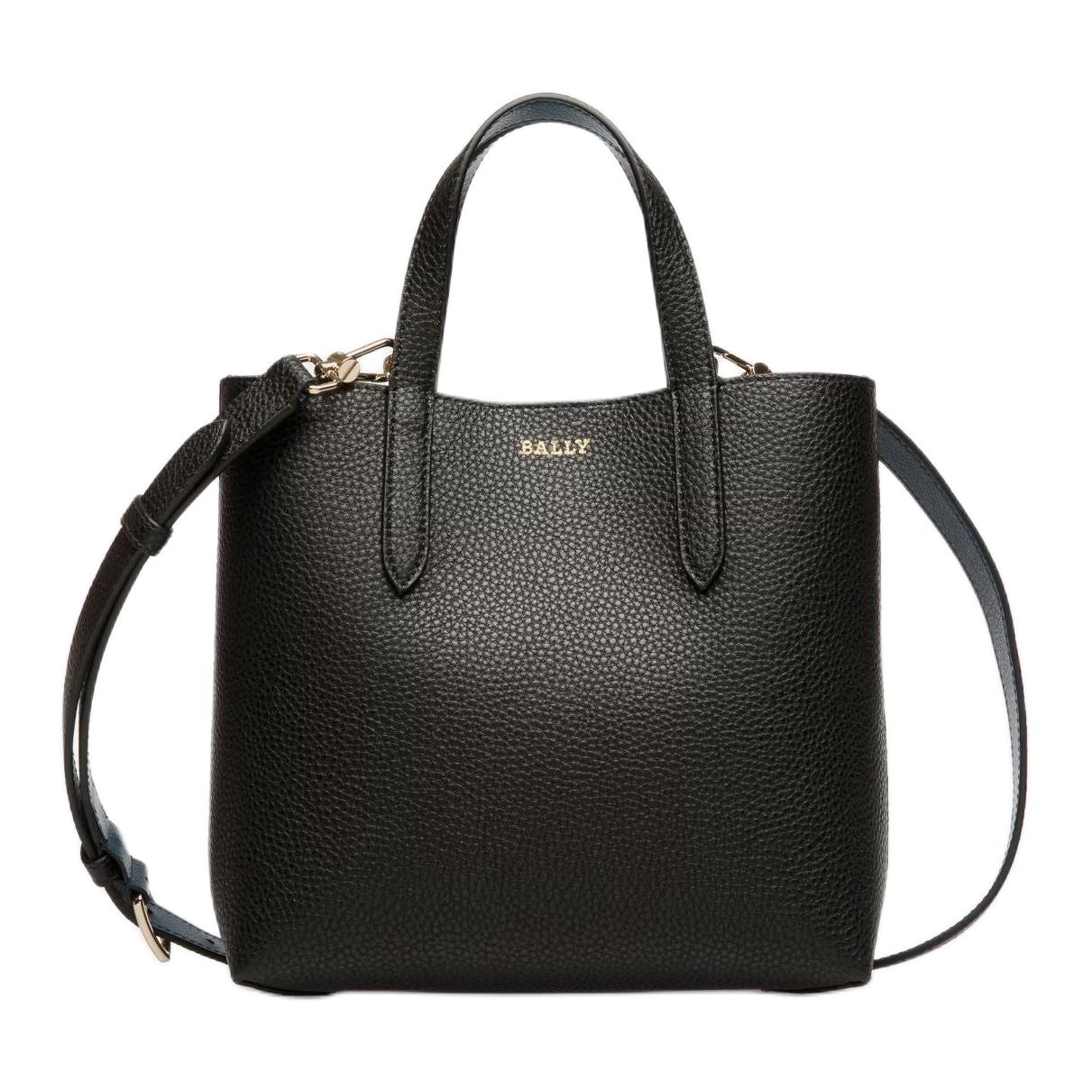 

Bally Letter Logo Leather Shoulder Tote Bag Women handbags Black 6310172 Basic Set (Bag+Dust Bag)