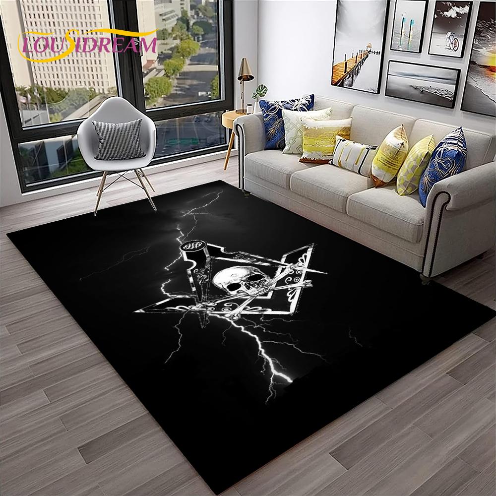 Ring Freemasonry Illuminati Masonic Carpet Rug for Home Living Room Bedroom Sofa Doormat Decor,Kid Area Rug Non-slip Floor Mat