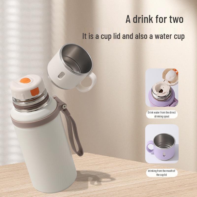 316 Stainless Steel Sports Water Bottle with Tea Separator, Lanyard, and Bounce Lid