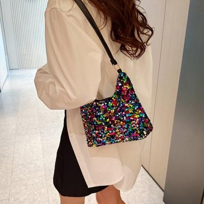 Versatile Women's Bags, New Autumn Fashion Shoulder Bags, Contrasting Color Sequins, Small Square Bags, Shopping Messenger Bags.