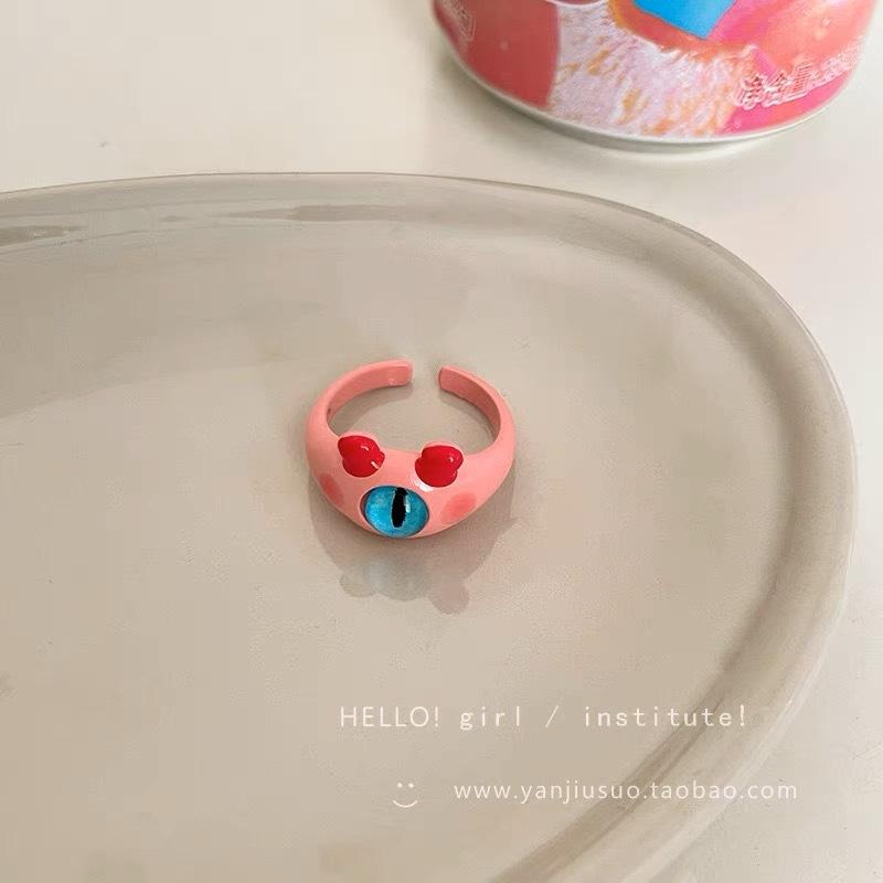 Morsom Liten Monsterring Store Øyne Pølsemunn Pekefingerring Søt Kul Tegneserie Søt Kjæreste Parring Smykker