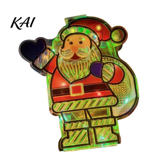 Illuminated Christmas Tree Pendants Light Up Ornament, LED Lighted Santa Bell Sock Easy Install Holiday Home Ornaments House Hanging Decoration