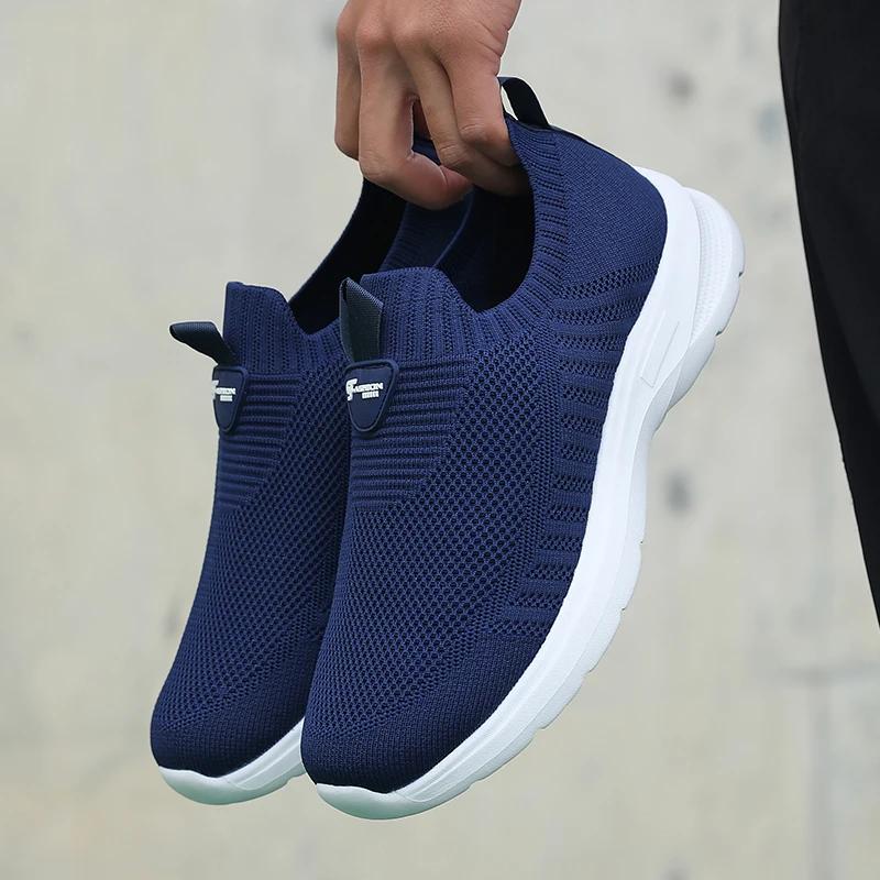 Casual Sports Shoes Men's Vulcanized Shoes Mesh Flat Bottomed Men Breathable Slip in Running Shoes Designer Regalos Para Hombre