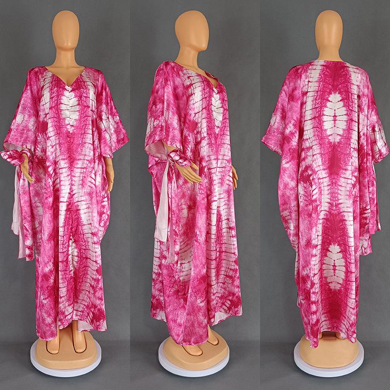 European & American Retro Ethnic Style Print Cloak Dress 8903 - Short Sleeve Women's Clothing