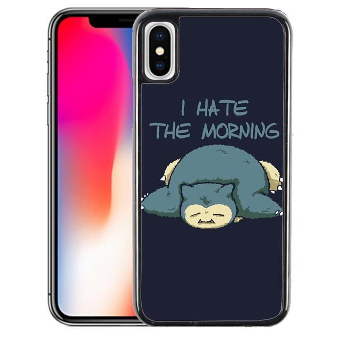 Coque iPhone X Ronflex Pokémon Hate Morning
