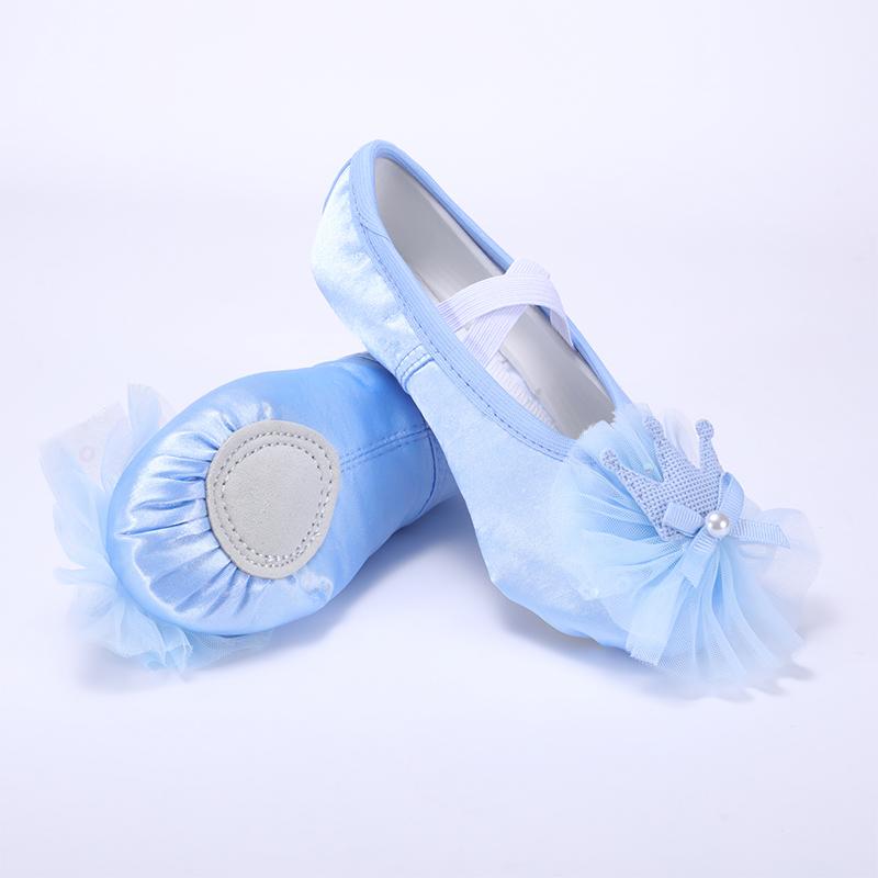 

Детская обувь для танцев Сатиновые туфли «кошачья лапка» для девочек Дышащие балетные туфли для сцены 31 синий