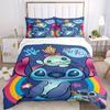 3-teiliges Set Stitch, Alien, Regenbogen-Aufdruck Bettwäsche Bettbezug, weicher und bequemer Bettbezug geeignet für Schlafzimmer und Gästezimmer24
