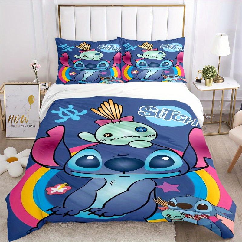 3-teiliges Set Stitch, Alien, Regenbogen-Aufdruck Bettwäsche Bettbezug, weicher und bequemer Bettbezug geeignet für Schlafzimmer und Gästezimmer24