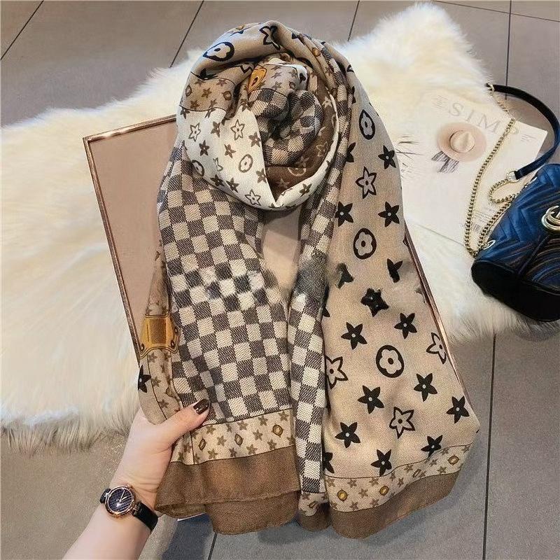 

Autumn and winter new cotton and linen scarf women s warm scarf shawl dual-purpose silk scarf high-end versatile fashion 180*55
