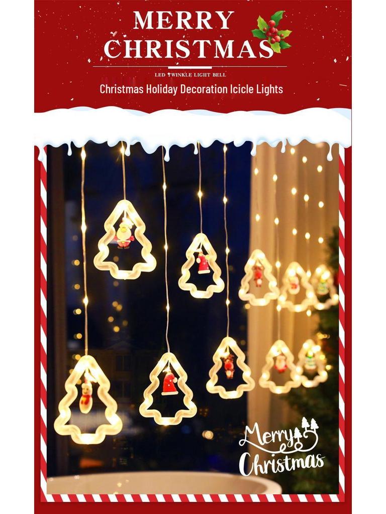 USB LED Icicle String Lights with Star & Curtain Design for Christmas