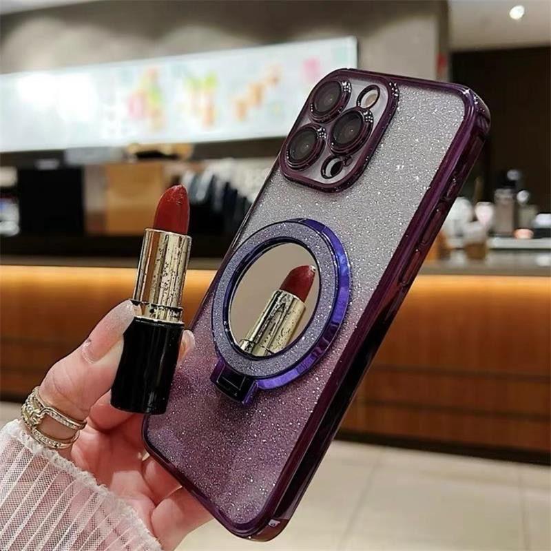 Versatile MagSafe Magnetic Phone Holder with Glitter Mirror Finish серебряный