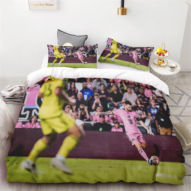 Duvet Cover Set Football Star Messi Printed Soft And Comfortable Bedding Polyester Single Double Bedding Set Children Gift