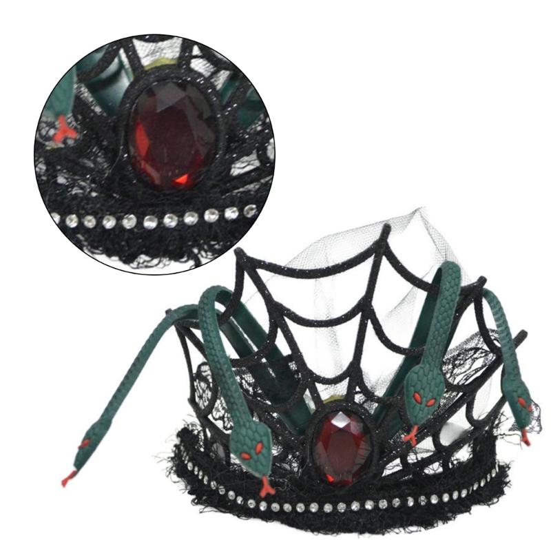 Halloween Cosplay Snake Crystal Headband Costume Accessory for Masquerades and Parties Black