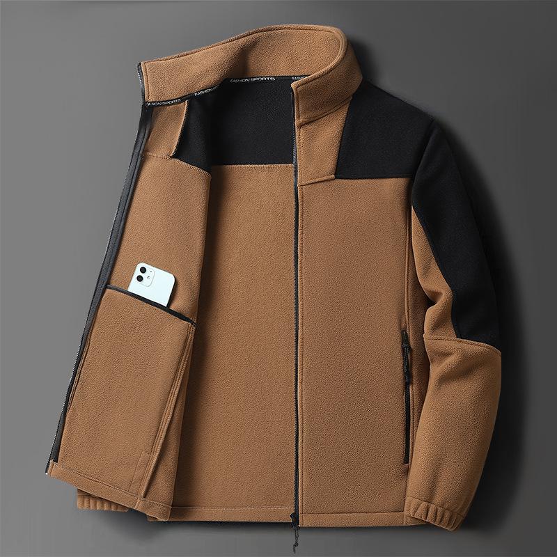 

Уютное худи для пары: Спортивная флисовая куртка Осень/Зима с пэчворком 3XL коричневый