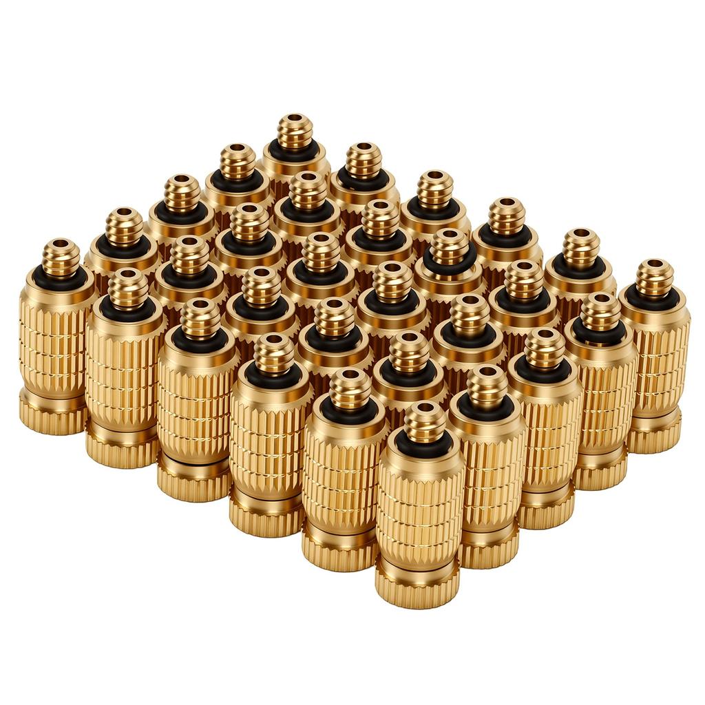 30pcs Brass Misting Nozzle 10 24 UNC Fogging Spray Head Misting System Tips for Landscaping Outdoor Cooling System
