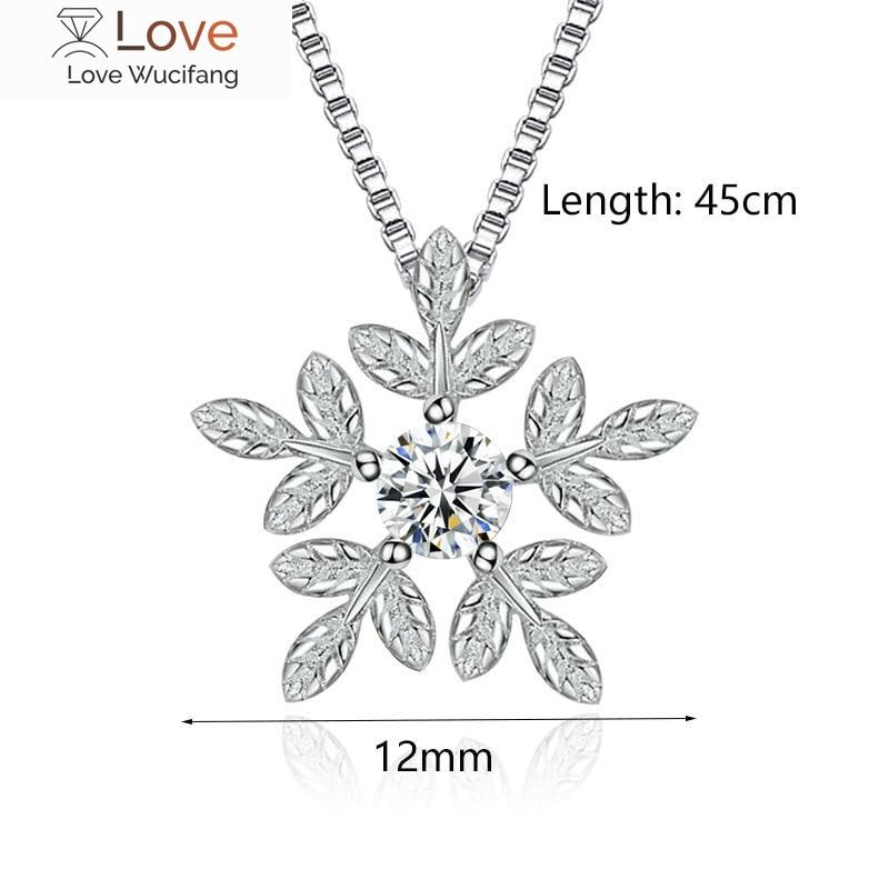 Mitt hjem 925 Sterlingsølv Zirkon Snøkrystall Halskjede For Kvinner Gave Kjede Choker Collares Julehalskjede S -N142