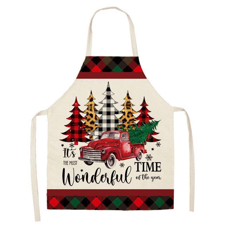 Christmas Apron New Creative Printed Polyester Apron Holiday Decoration Party Home Kitchen Anti-fouling Apron