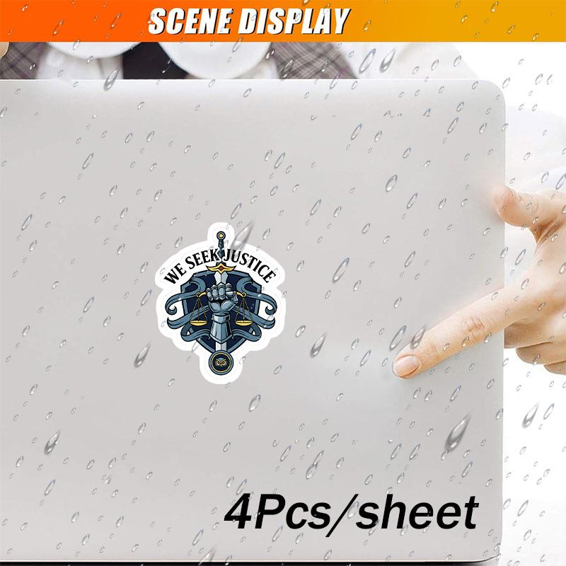 4pcs We Seek Justice - Armoured Gauntlet and Scales Emblem Car Sticker