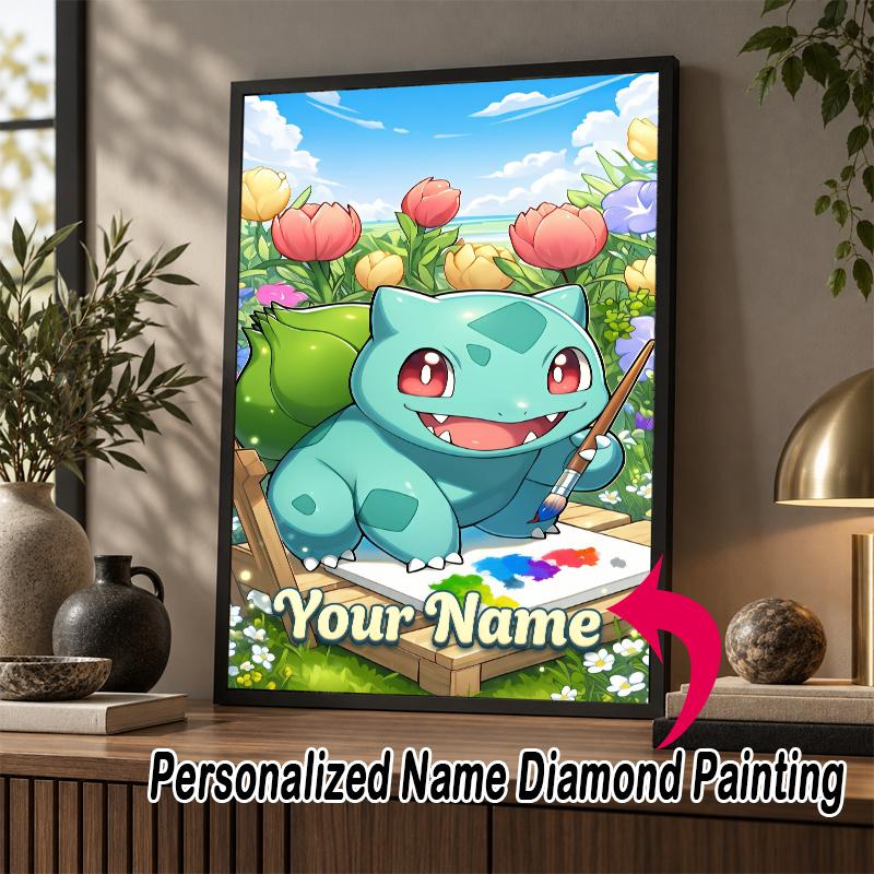 Personalized Bulbasaur Diamond Art Custom Name 5D Diamond Painting Full Drill DIY Craft