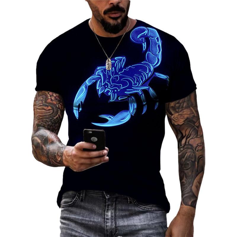 3D Printed Trend Men's Casual Round Neck Fashion Short Sleeved T-shirt Top