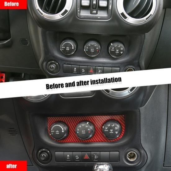 Air Conditioner Switch Decor Cover Trim For Jeep Wrangler JK 11-17 Red Carbon